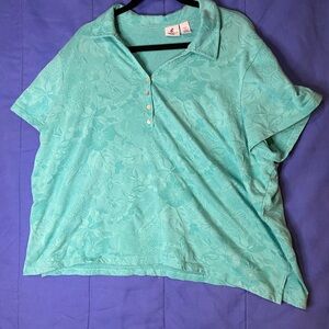 Caribbean Joe Aqua Floral Button Down Shirt